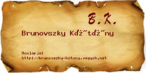 Brunovszky Kötöny névjegykártya